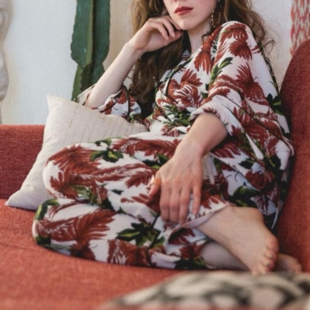 Jennafer Grace tropical print pants with side pockets